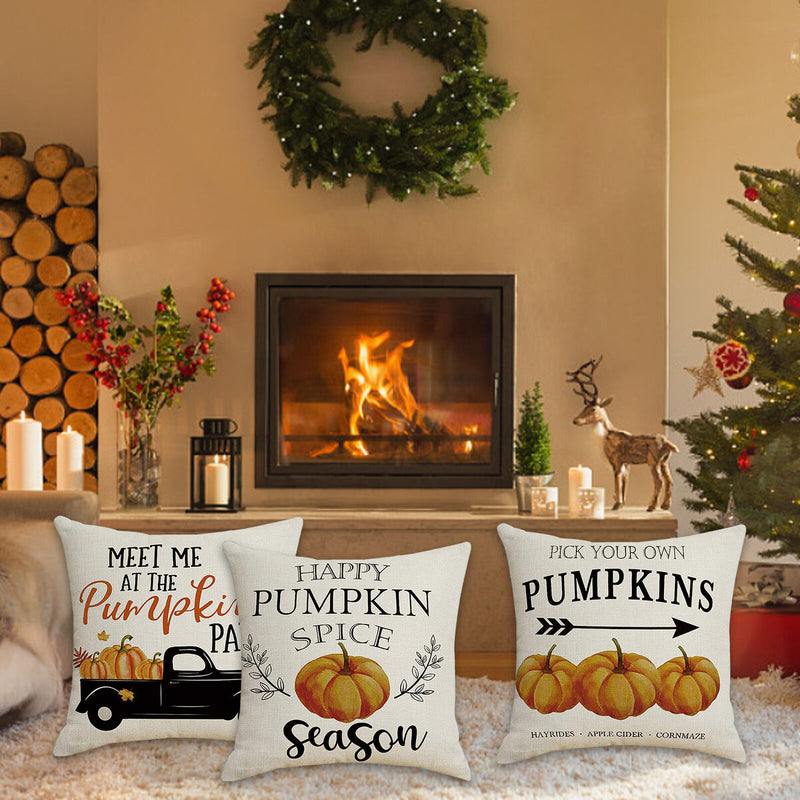 Pumpkin Pillow Covers Zippered Square Pillowcase Harvest Festive Decorations
