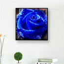 5D Full Drill DIY Blue Rose Diamond Painting Embroidery Round Rhinestones