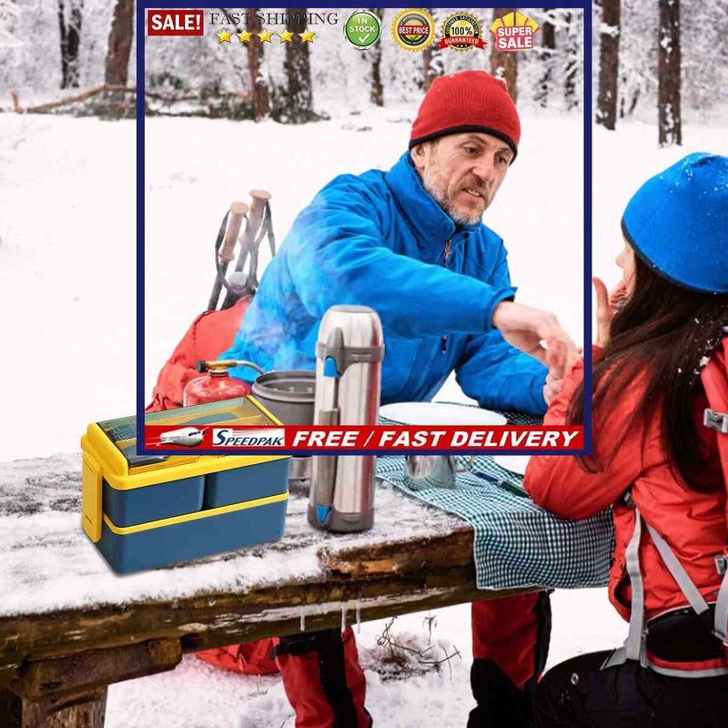 1400ML Bento Box Portable Double Layer Lunch Containers With Utensil for Outdoor