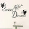 SWEET DREAMS Butterfly LOVE Quote Wall Stickers Bedroom DIY Decals 1 S6F7