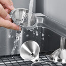 3x Mini Stainless Steel Oil Liquid Dispenser Kitchen Funnel+Cleaning Brush
