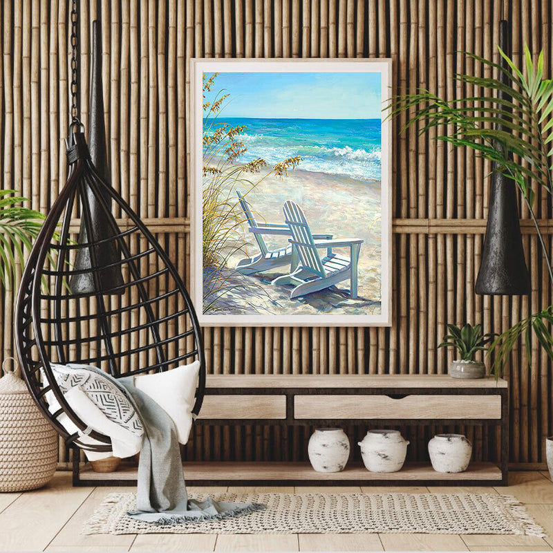 Seaside Lounger Oil Paint By Numbers DIY Handpainted on Canvas Wall Art Unframed