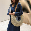 Female Summer Round Rattan Woven Bag Straw Handmade Messenger Shoulder Tote Bags