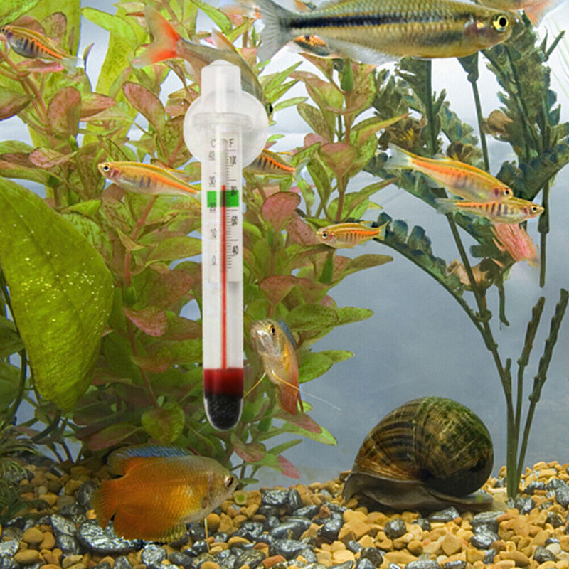 Floating Aquarium Thermometer Mini Fish Tank Glass Temperature Meter Suction Cup