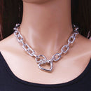 Women Heart Thick Pendant Choker Street Hip Hop Ladies Clavicle Chain Jewelry