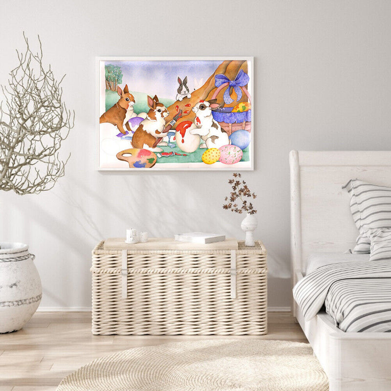 Easter Bunny Oil Paint By Numbers Kits DIY Canvas Picture Holiday Drawing