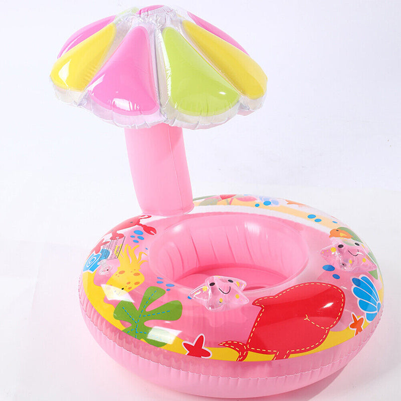 Baby Swimming Ring Cartoon Inflatable Infant Toddler Float Circle (Pink) Newly