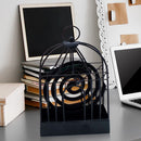 Birdcage Mosquito Repellent Incense Holder Wrought Iron Burner Rack (Black)