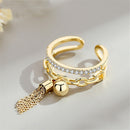 Rhinestone Engagement Link Chain Tassel Ring Zircon Gothic With Spike Pendant