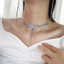 Butterfly Crystal Necklace Women Elegant Tassel Long Clavicle Chain Jewelry Gift