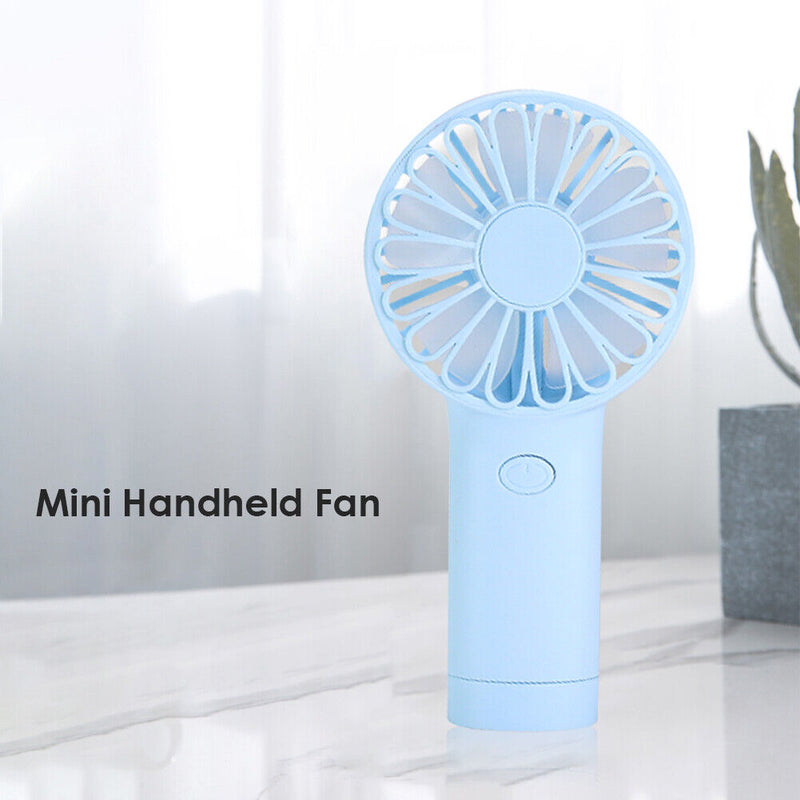 USB Mini Wind Power Handheld Fan Portable Summer Small Cooling Fan (Blue)