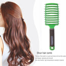 Pro Anti-Static Scalp Massager Hair Brush Curved Row Hairstyle Comb (Green)