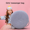 #A Korean Kids Baby Girls Shoulder Bags Straw Woven Round Lovely Summer Holida