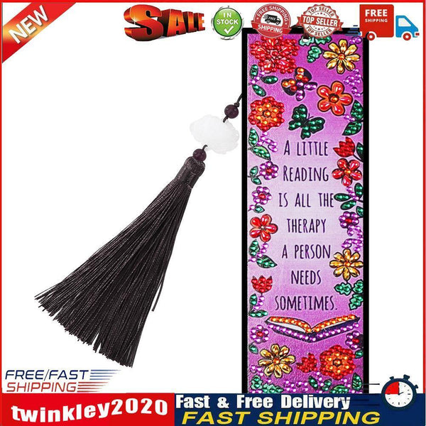 Leather Tassel Flowers Letter DIY Special Shaped Diamond Painting Bookmark Newly