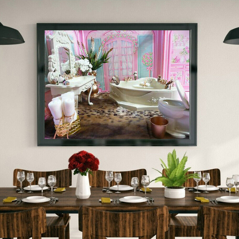 5D DIY Full Drill Round Shape Bathtub Rhinestone Diamond Drawing Home Decoration