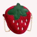 Strawberry Cartoon Shoulder Bags Kids Wool Chain Mini Crossbody Bag (A Red)