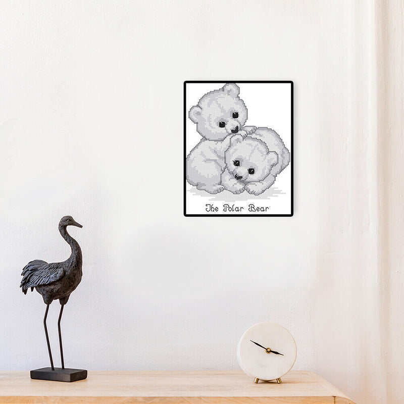 14CT Printed Partial Cross Stitch Handcraft Polar Bear Artwork Wall Decor