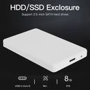 2.5 inch USB 3.0 Hard Disk Enclosure 6Gbps HDD SSD External Case (White)