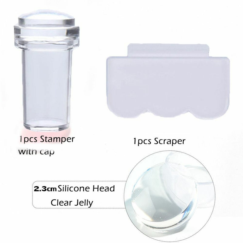 Design DIY for French Tips Transparent Jelly Nail Stamper Scraper Set Silicone