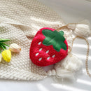 Strawberry Cartoon Shoulder Bags Kids Wool Chain Mini Crossbody Bag (A Red)