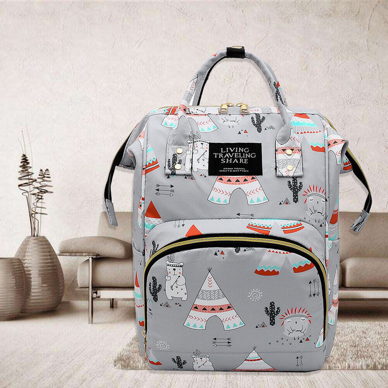 Women Floral Print Backpack School Shoulder Bag Big Capacity Oxford Cloth Packs