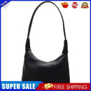 Women Nylon Solid Color Crescent Handbag Zipper Top-handle Bag (Black)