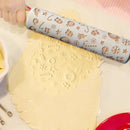 Wood Christmas Gift Embossed Rolling Pins Embossing Baking Cookies Kitchen Tool