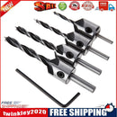 8Pcs HSS 5 Flute Countersink Drill Bit Set Screw Woodworking Chamfer Tool