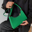 Women Felt Solid Color Shoulder Bag Casual Zipper Messenger Bag (Green)
