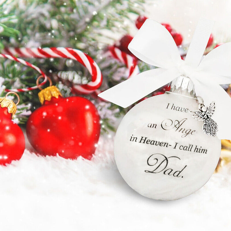 Memorial My Heart in Heaven Christmas Pendant Mom Dad Ball Feather Tree Ornament