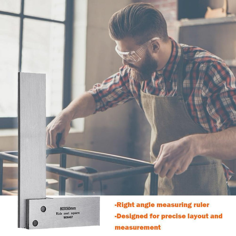 Machinist Square 90 Degree Right Angle Ruler Precision Measure (80x50mm) Newly