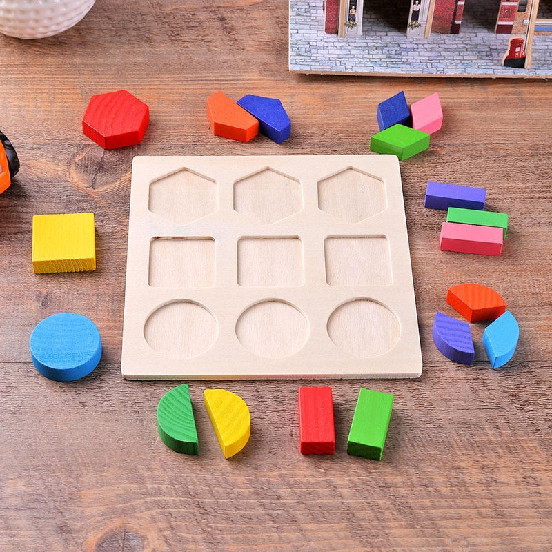 Wood Geometric Shapes Sort Math Montessori Puzzle Kids Educational Toys (3)