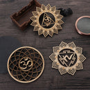 Meditation Energy Wooden Wall Sign Flower Of Life Energy Mat Slice Wood Base