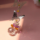 Suncatcher Crystal Metal Butterfly Candlestick Pendant Prism Hanging Lamp Decor