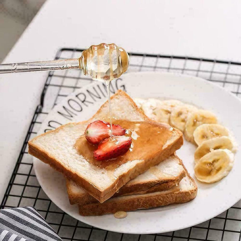 6  Honey Spoon Glass Honey Dipper Stick Syrup Dispenser For Honey Server M3N8