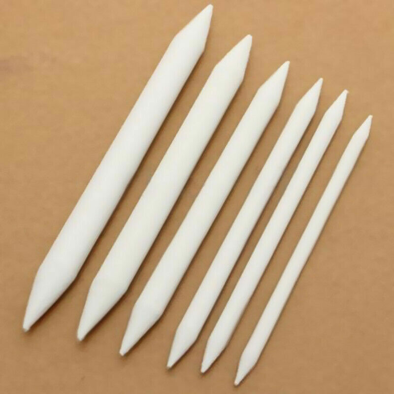 6Pcs White Pastel Charcoal Blender Stump Tortillon Drawing Pen Sketch J9G5