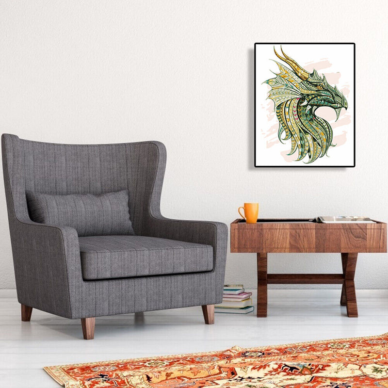 DIY Digital Oil Painting By Numbers Green Dragon Picture Living Room Decor