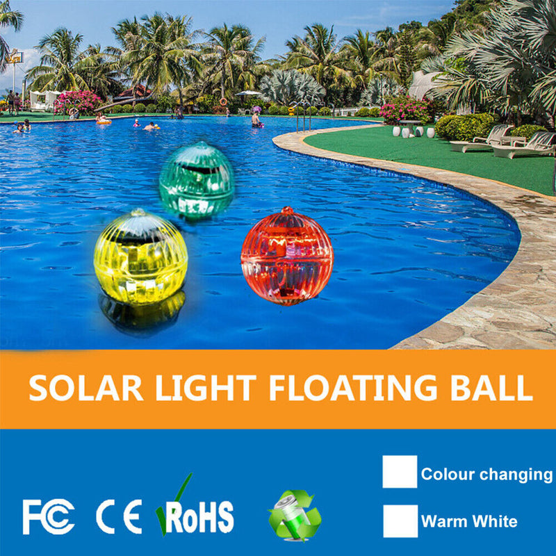 LED Solar Waterproof Floating Ball Lights Kids Bath Tub Toys Party Decoration