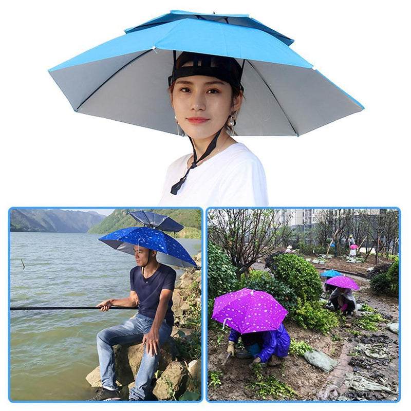 5pcs Foldable Fishing Sunshade Umbrella Hat UV Protection (Lake Blue)