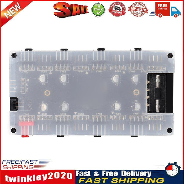 1 To 8 Multi Way RGB PWM HUB 12V/4 Pin for Fan Motherboard (4D+Shell) Newly