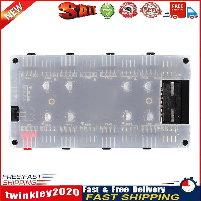 1 To 8 Multi Way RGB PWM HUB 12V/4 Pin for Fan Motherboard (4D+Shell) Newly