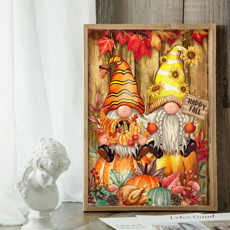 5D Rhinestone Pictures DIY Pumpkin Gnome Full Round Drill Diamond Painting Kit