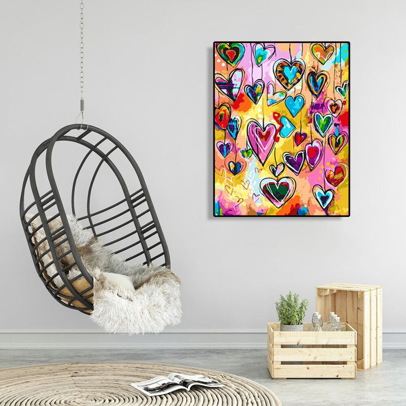 Painting By Numbers DIY Love Heart Canvas Oil Wall Picture for Living Room Kit