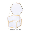Hexagon Transparent Glass Jewelry Box Wedding Ring Earrings Holder (Square)