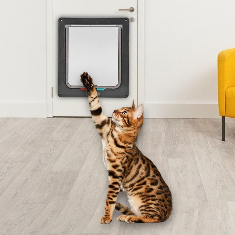 4 Way Safe Dog Cat Gate Doors ABS Animal Pet Kitten Puppy Security Flap Door