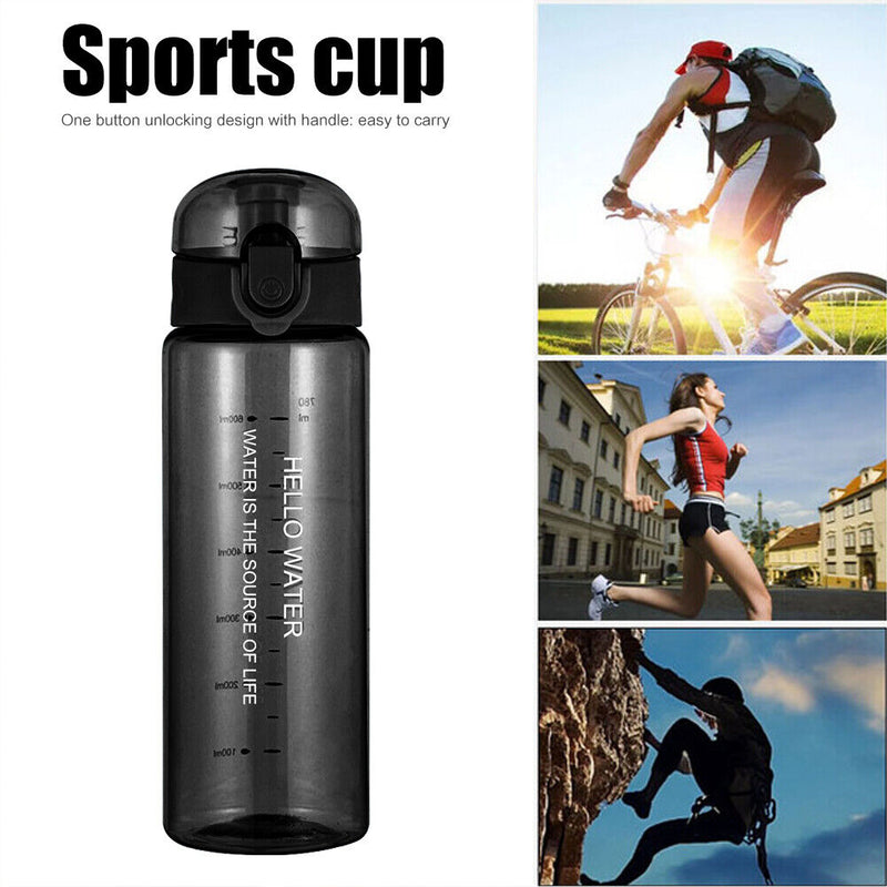 780ml Water Bottle for Drinking Portable Sport Cup Kitchen Tools (Black) Newly