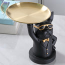 Nordic Luxury Bulldog Storage Statue Fruit Candy Tray Sculpture (Black) Newly