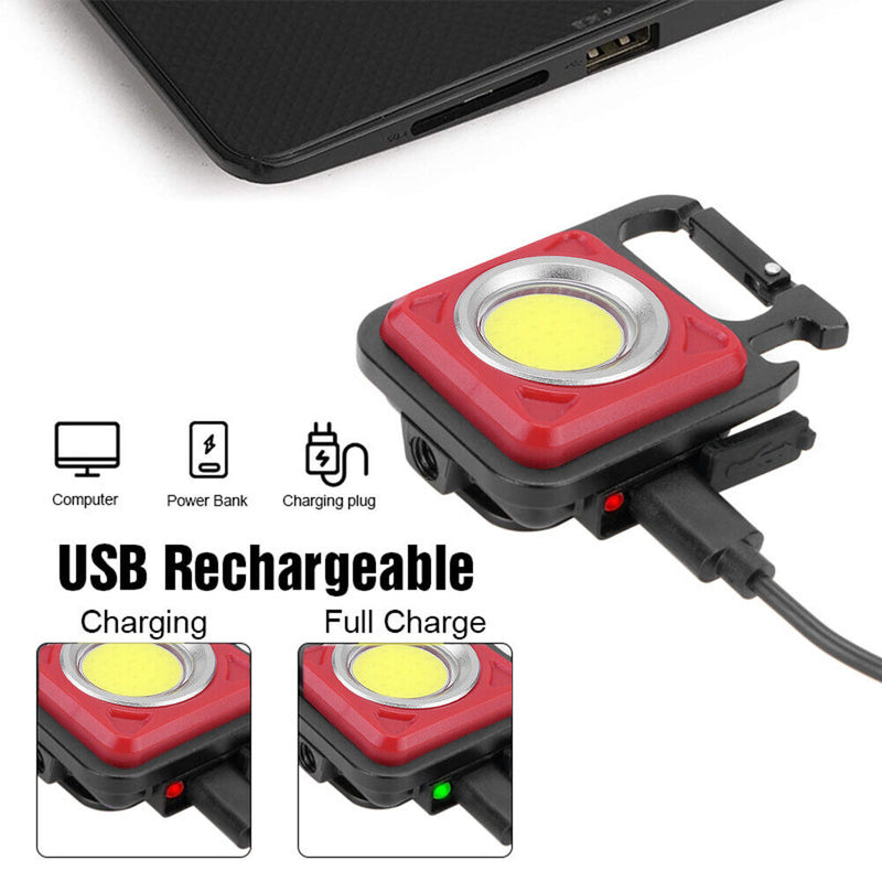 LED Keychain Flashlight 500 Lumen Outdoor Camping Working Light (Red+Stand)