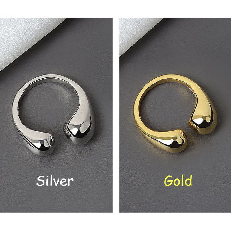 Women Minimalist Opening Rings Jewelry Gift Finger Rings Double Ball Beads