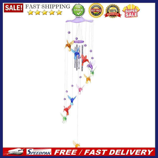 Creative Lucky Humming Bird Wind Bells Chimes Hanging Gifts Decor(Purple)